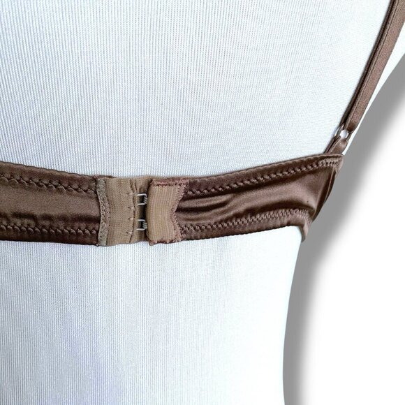 Simone Perele 34C Bra Mink Brown Satin Lace Adelaide Push Up Underwire 136340 - Picture 6 of 7
